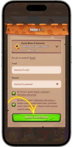 Crea un account